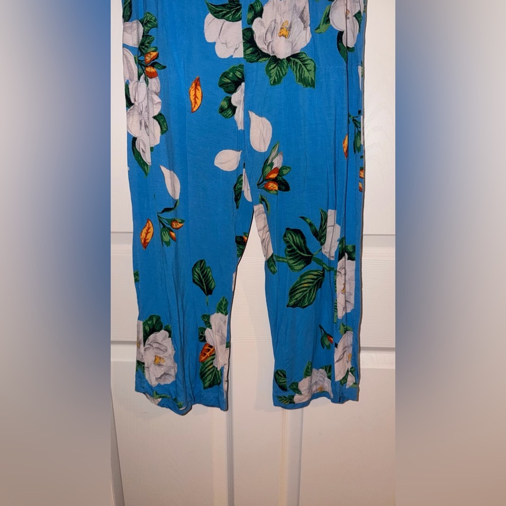Soma Blue Floral Pajama Set Cami M Pants S Soft Cozy Lounge Sleepwear Womens - Picture 9 of 12